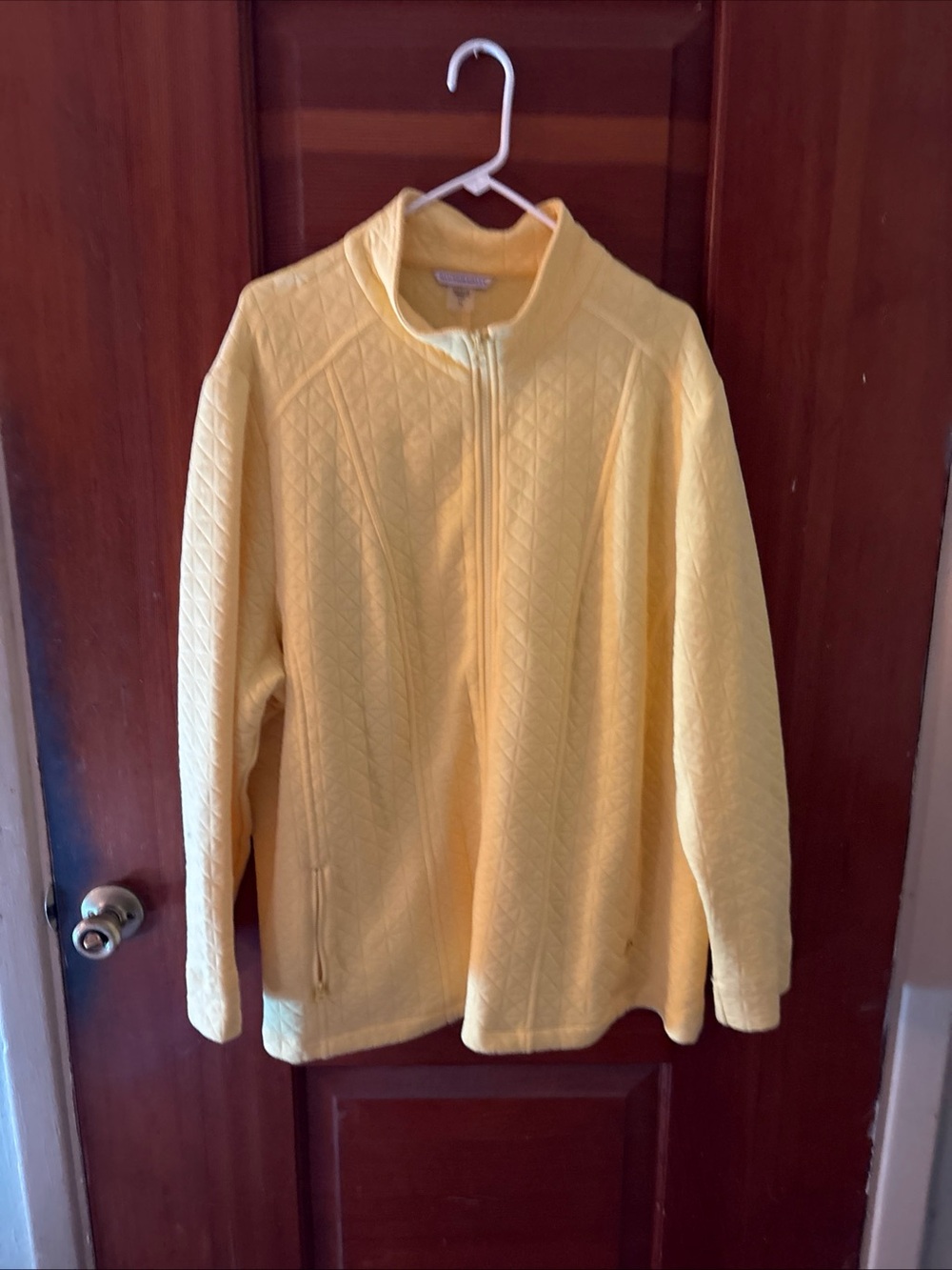 Allison Daley Yellow Quilted Zip-Up Sweater Jacket